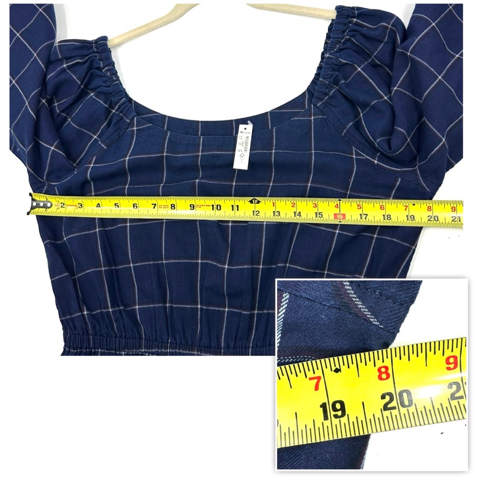 Madewell Scoopneck Peplum Top Womens Large Windowpane Preppy Boho Peasant NWT - Picture 11 of 13
